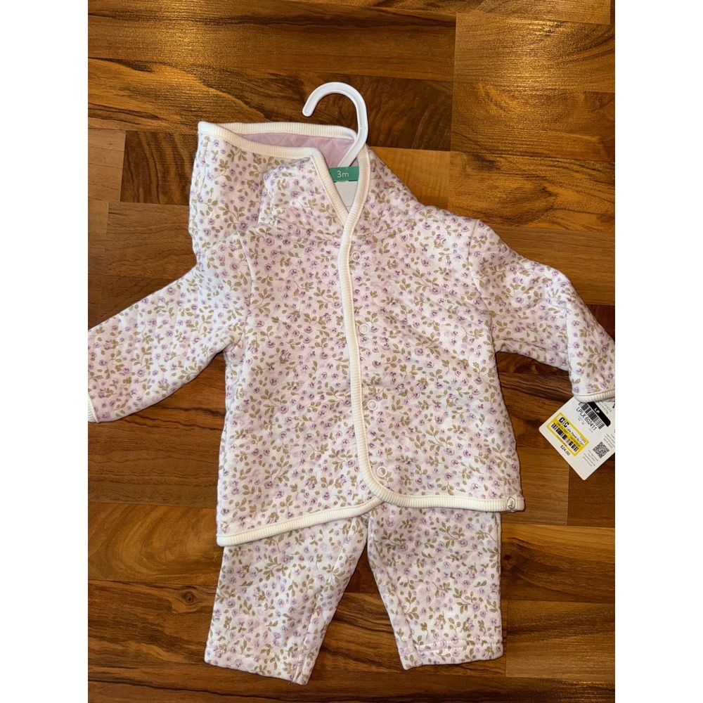 Little Planet Quilted Set 3M‎ Purple New Floral Organic Cotton 2-Piece Outfit